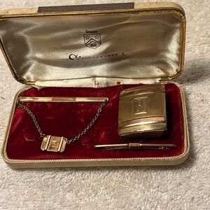 Vintage Simmons Gentleman's Matching Belt Buckle, Collar Stay and Tie Chain